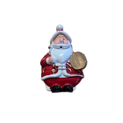 Figura cerâmica Pai Natal com tambor dourado