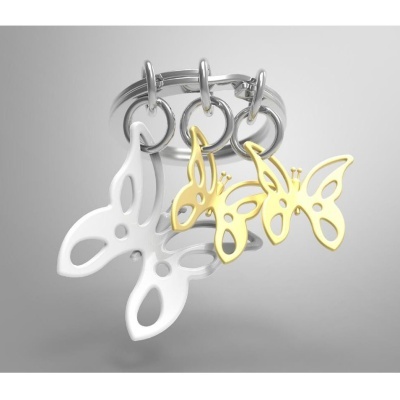 Conjunto de pendentes de borboleta em metal prateado e dourado