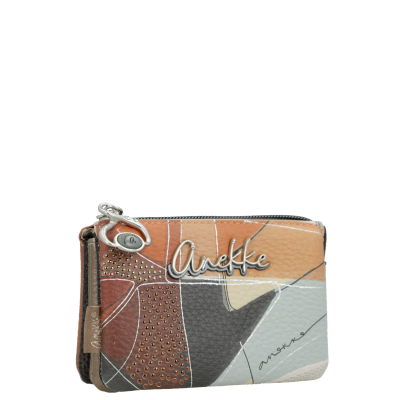 Carteira Anekke multicolorida com fecho de correr e padrão geométrico