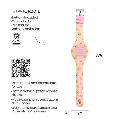 Relógio digital infantil rosa com cabeças de girafa e visor digital