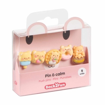 Pack de 5 pins decorativos com figuras de ursos amarelos em diferentes formas