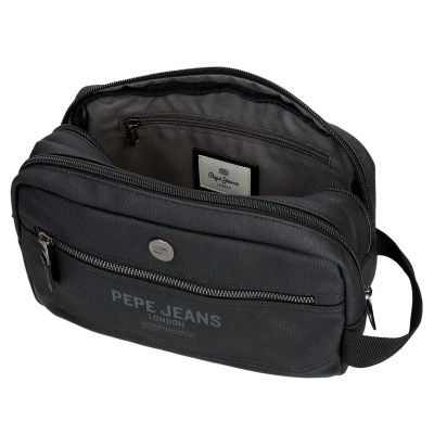 Bolsa preta Pepe Jeans London com várias divisórias e fechos de correr