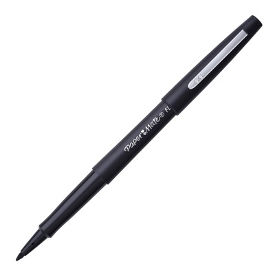 Caneta preta Paper Mate com tampa e clip metálico