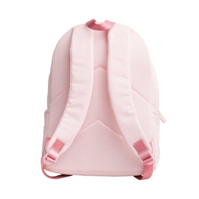 Mochila rosa de costas com alças almofadadas