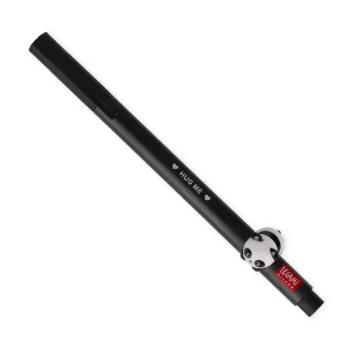 Caneta preta com figura 3D de panda e texto HUG ME