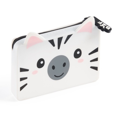 Estojo branco em forma de zebra com orelhas e fecho BYF