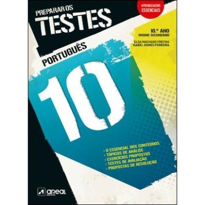 Capa de livro de preparação para testes de Português 10.º ano