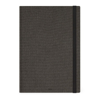 Caderno cinza escuro com elástico preto