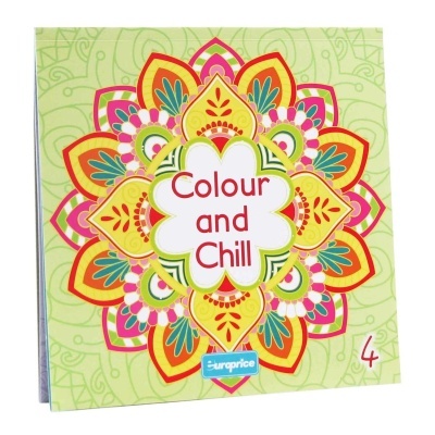 Capa de livro de colorir com padrão floral e texto Colour and Chill