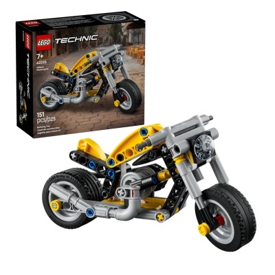 LEGO Technic motocicleta amarela modelo em plástico com embalagem preta