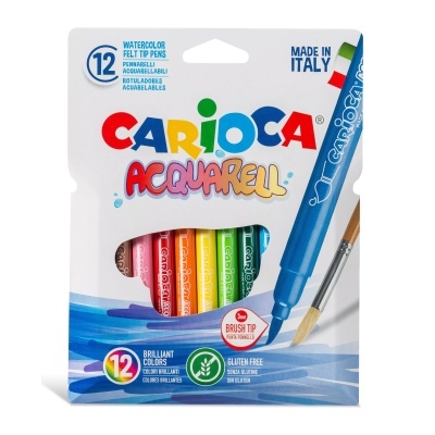 Embalagem de canetas de feltro aguareláveis multicoloridas CARIOCA ACQUARELL