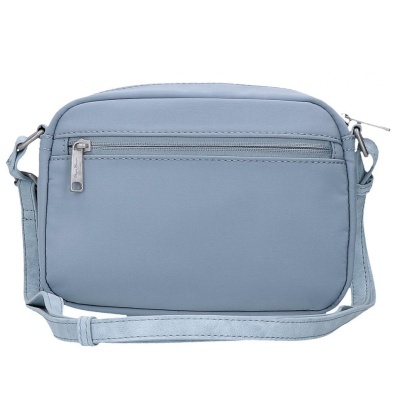 Bolsa de ombro azul claro com fecho, material camurça
