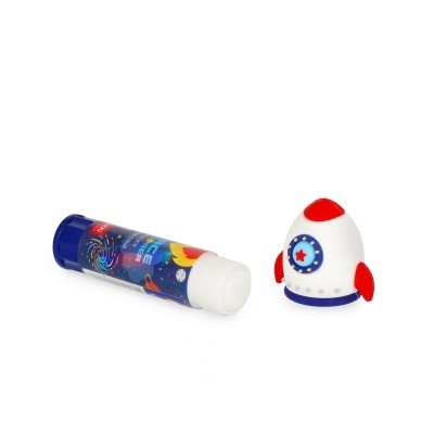 Bálsamo labial com tampa em forma de foguetão colorido