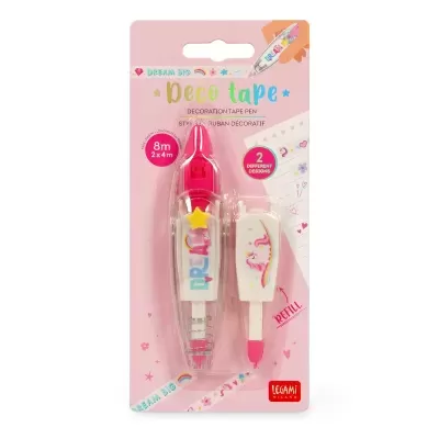 Caneta decorativa Deco Tape em embalagem cor-de-rosa com 2 desenhos diferentes