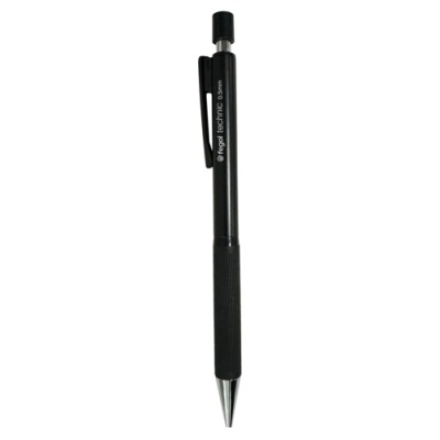 Caneta preta Faber-Castell cilíndrica com pega texturizada e texto branco