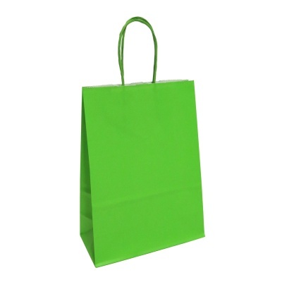 Saco de papel verde com alça de corda verde