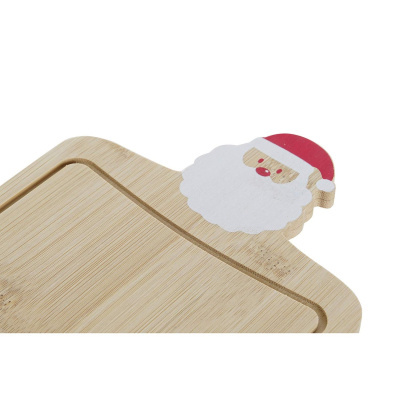 Tábua de cortar com rosto do Pai Natal pintado na madeira.