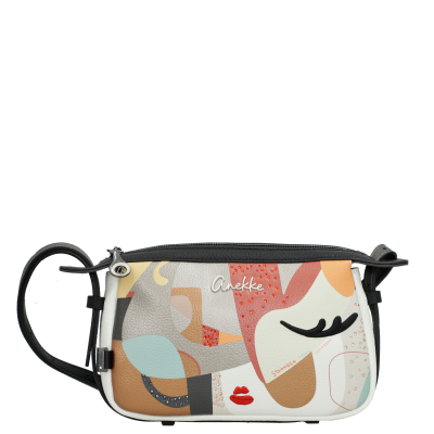 Bolsa de mão Anekke com padrão abstrato e alça preta