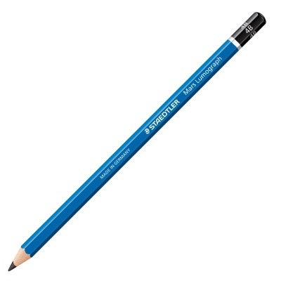 Lápis Staedtler Mars Lumograph 4B azul com ponta e texto branco e preto