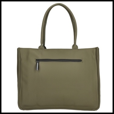 Mala de mão verde-azeitona com alças duplas e fecho de correr preto