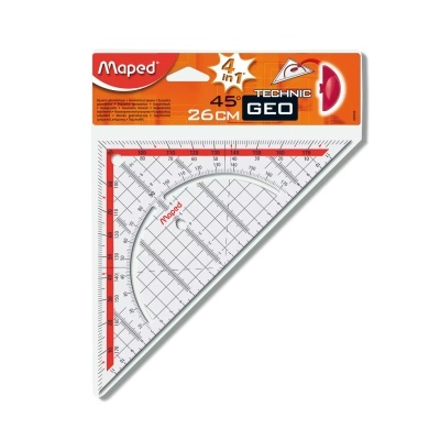 Esquadro Maped Geométrico Tecnic transparente em embalagem