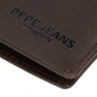 Carteira de pele castanha com logo PEPE JEANS LONDON