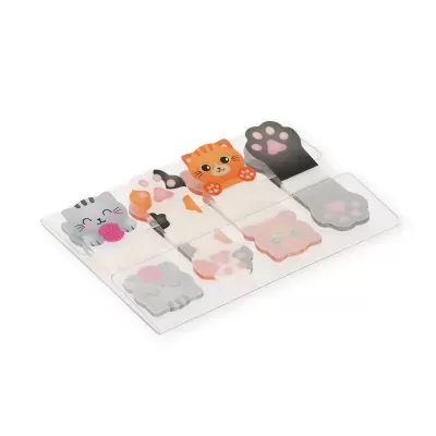 Marcadores de página magnéticos com desenhos de gatos coloridos