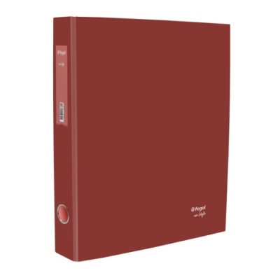 Dossier vermelho com fecho de argola e textos fegol e eco Style