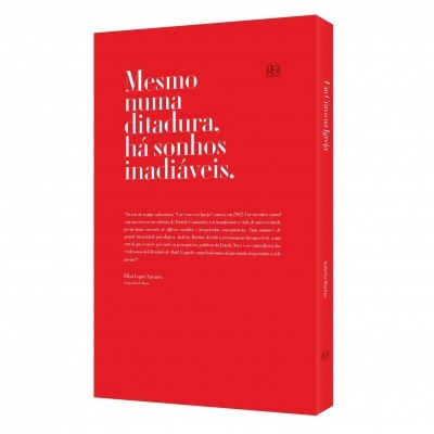 Livro capa dura vermelha com texto branco e nome do autor