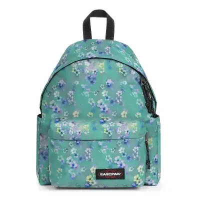 Mochila floral Eastpak verde com bolso frontal e alça preta