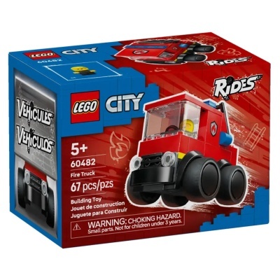Caixa de brinquedo LEGO City Fire Truck com camião de bombeiros vermelho em peças de construção