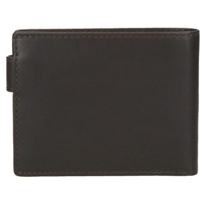 Carteira masculina em pele castanha escura com costura visível