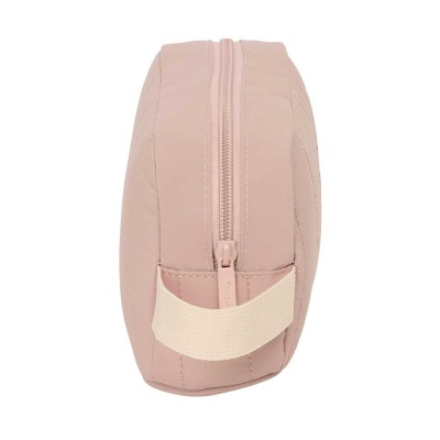 Bolsa cor-de-rosa com fecho e alça bege