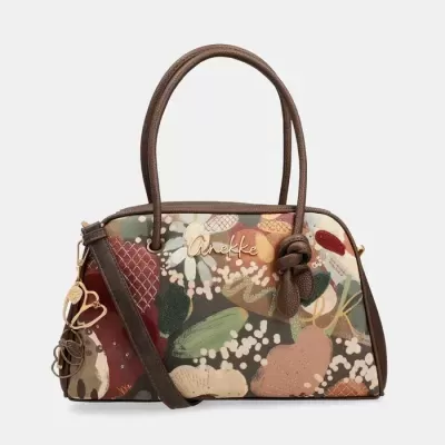 Mala de senhora Anekke com padrão floral e alças castanhas