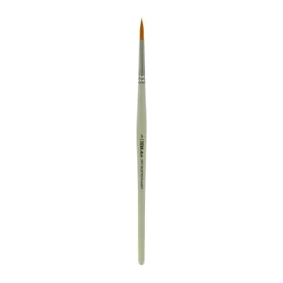 Pincel fino para pintura com cabo branco e cerdas laranja