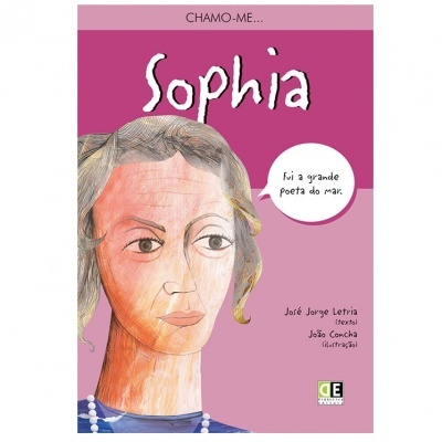 Capa de livro infantil com desenho de mulher e texto 'CHAMO-ME... Sophia'