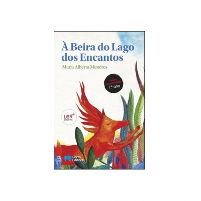 Capa de livro À Beira do Lago dos Encantos com ilustração colorida e texto visível