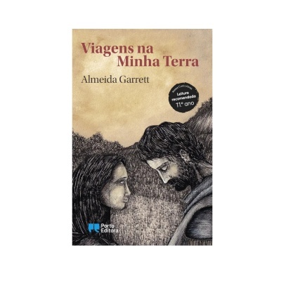 Capa do livro 'Viagens na Minha Terra' com ilustração e texto.