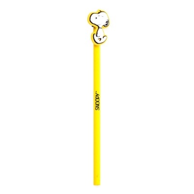 Lápis amarelo com Snoopy no topo e texto SNOOPY™