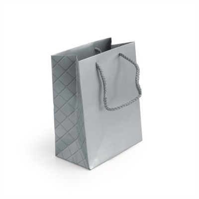 Sacola de papel cinzenta com alças de cordão
