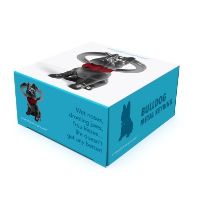 Caixa para porta-chaves metálico em forma de buldogue