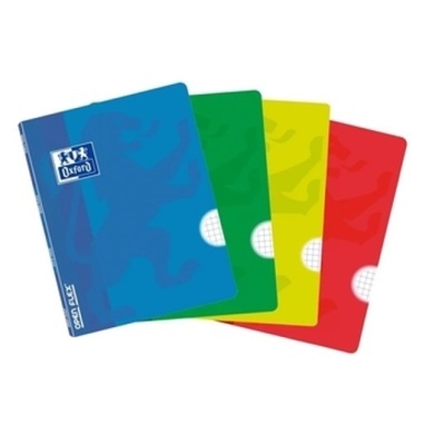 Conjunto de quatro dossiers coloridos Oxford azul, verde, amarelo e vermelho com fecho branco