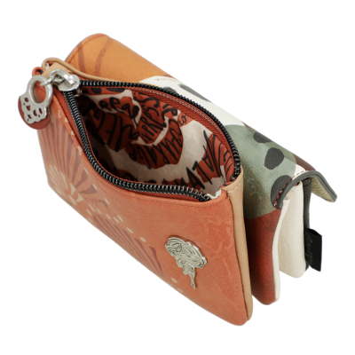 Carteira multifuncional em pele sintética com fecho de correr e padrão militar