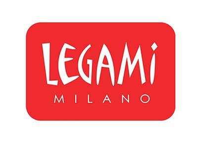 Logótipo LEGAMI MILANO em fundo vermelho