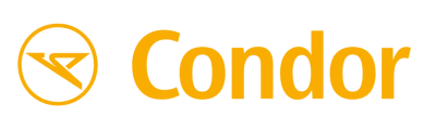 Logótipo Condor laranja com símbolo circular