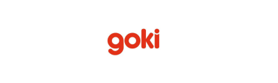 Logotipo da marca goki em vermelho sobre fundo branco