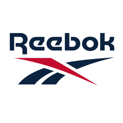 Logotipo da marca Reebok com texto e símbolo colorido