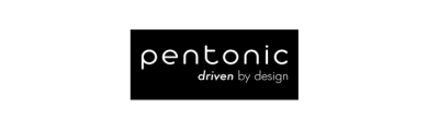 Logótipo preto com texto branco 'pentonic driven by design'