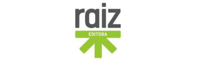 Logótipo raiz EDITORA com símbolo verde e texto cinzento