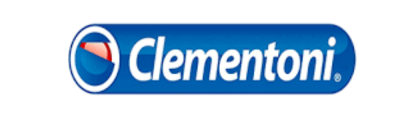 Logótipo da marca Clementoni em azul e branco